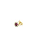 14K Gold Flat Ruby Diamond Circle Single Stud
