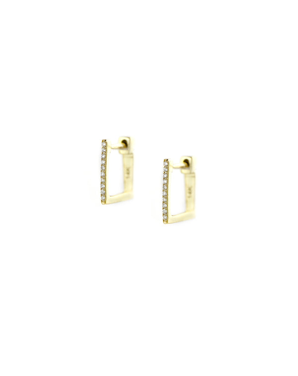 14K Gold Diamond Square Huggies