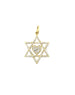 14K Gold Star of David Heart Charm