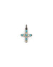 Small Silver Polki Diamond & Turquoise Cross Pendant