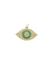 Large 14K Gold Diamond Emerald Baguette Evil Evil Charm