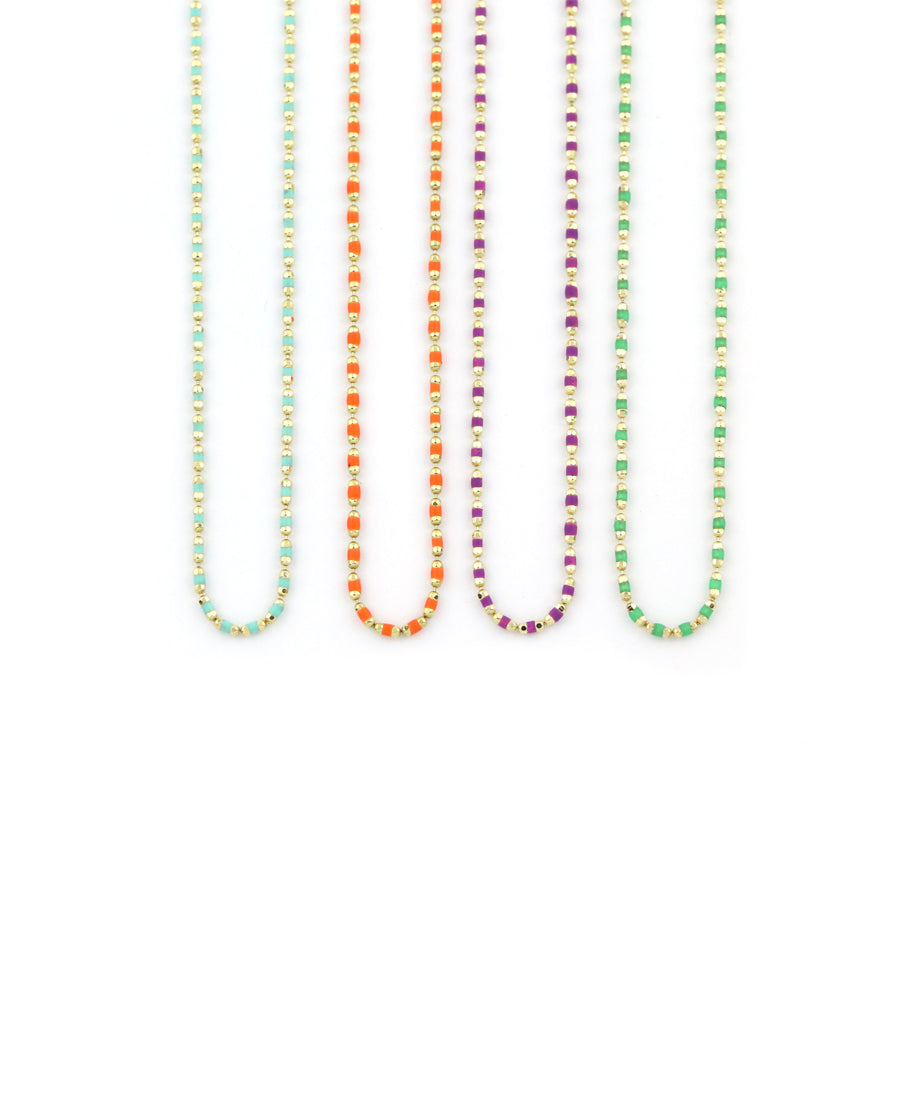 14K Gold Tiny Tube Enamel Necklace