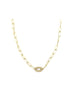 14K Gold Fine Lexi Lock Necklace: Flat Rounded Paper Clip