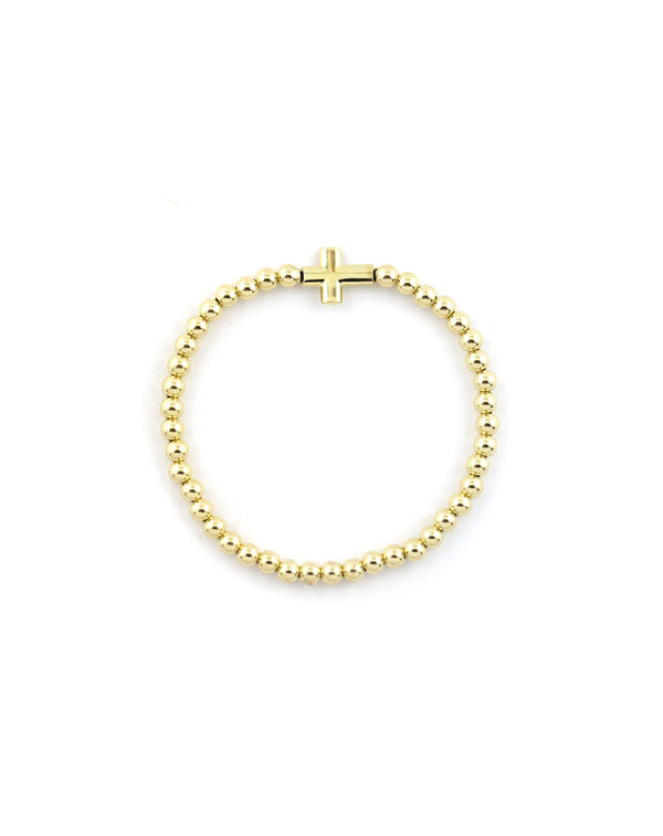 14K Gold Cross Gold Filled Bead Stretchy