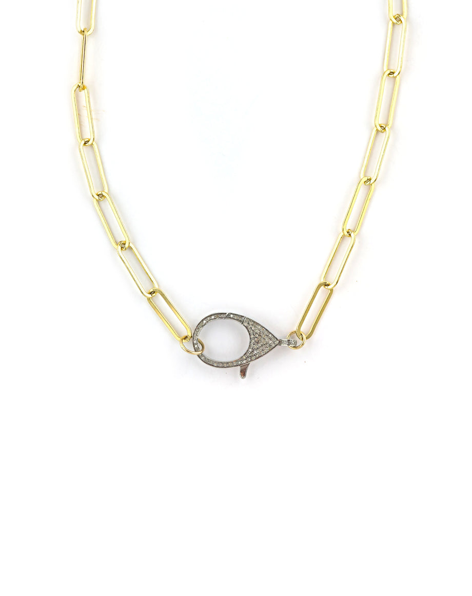 Large Eva Lock Necklace: Gold Filled Paper Clip Chain