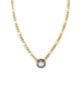 Gold Filled Figaro Diamond Circle Lock Necklace