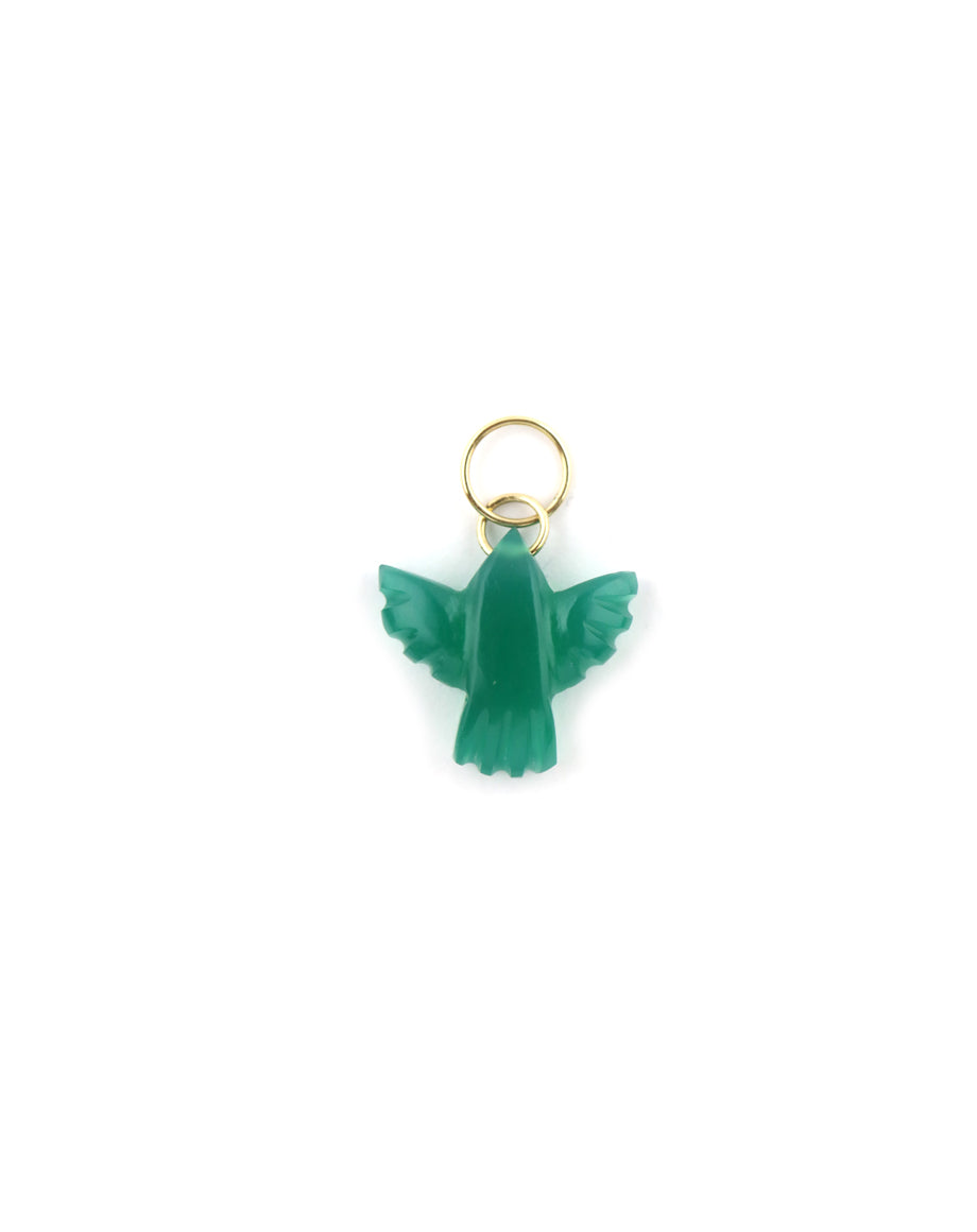 Small 14K Gold Carved Green Onyx Thunderbird Charm