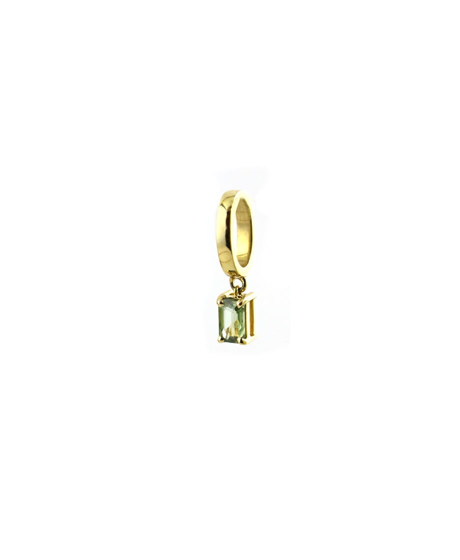 14K Gold Green Baguette Sapphire Dangle Spacer