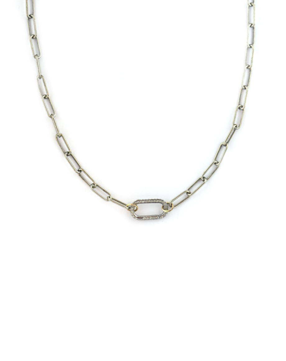 Large Luxe Lexi Lock Necklace: Silver Paper Clip