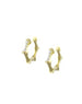 14K Matte Gold Diamond Bamboo Huggies