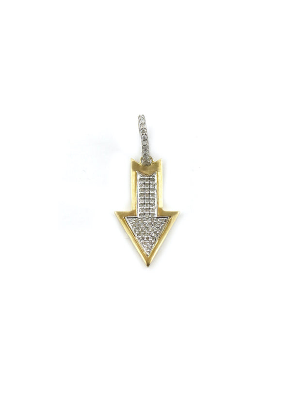 14K Matte Gold Silver Diamond Downward Arrow Charm