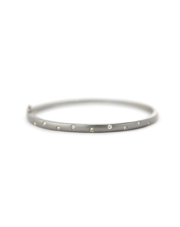 Matte Silver Dotted Diamond Bangle
