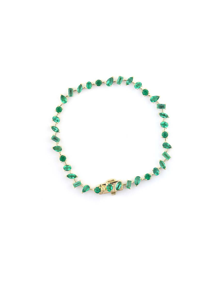14K Gold 5.4ct Mix Shape Emerald Bracelet