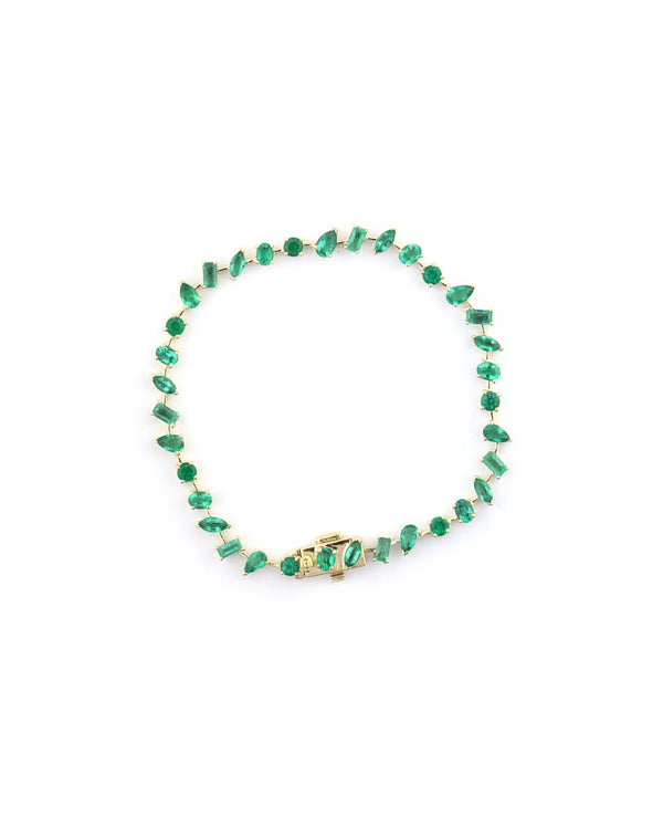 14K Gold 5.4ct Mix Shape Emerald Bracelet