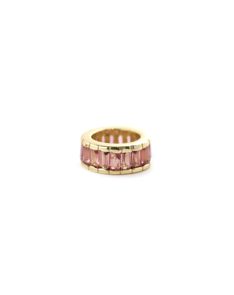 14K Gold Baguette Pink Sapphire Charm Spacer