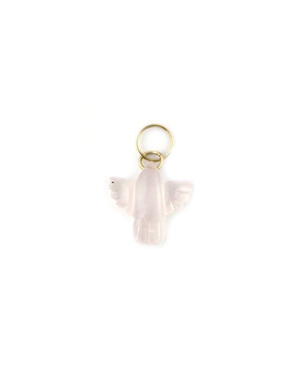 Small 14K Gold Carved Rose Quartz Thunderbird Charm