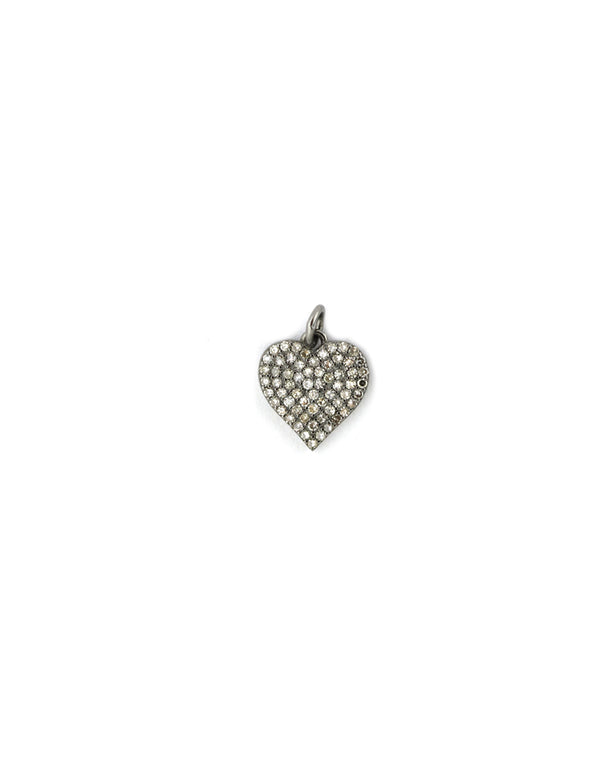 Small Silver Pave Diamond Heart Charm