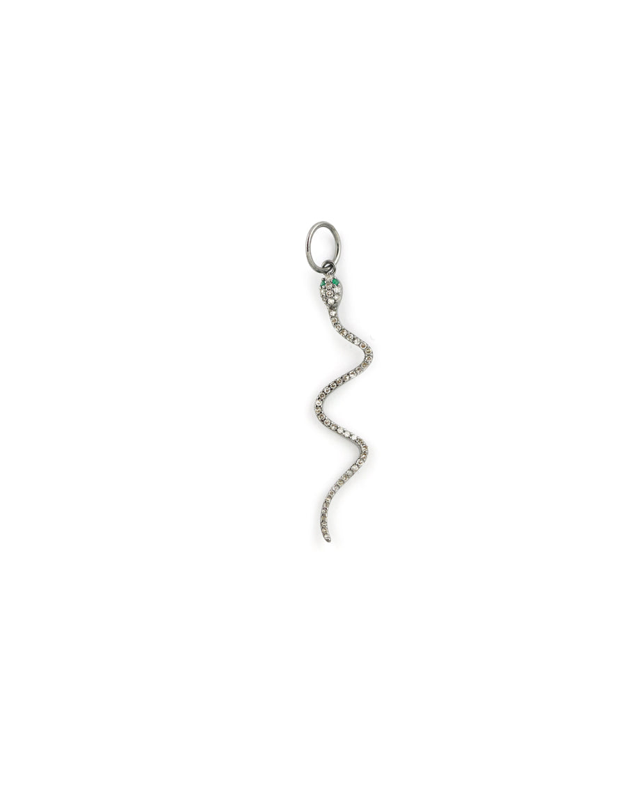 Silver Diamond Long Skinny Snake Charm