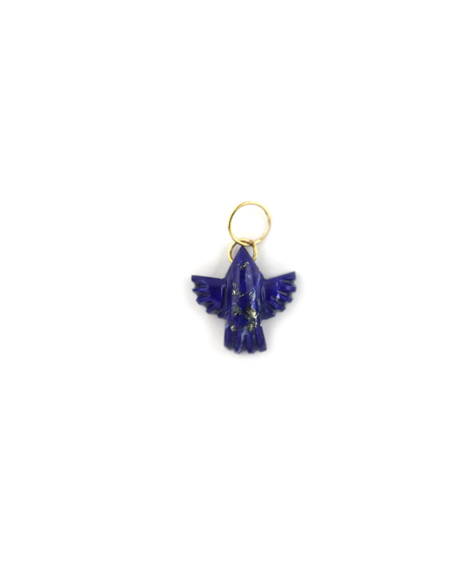 Small 14K Gold Carved Lapis Thunderbird Charm