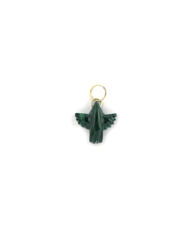 Small 14K Gold Carved Malachite Thunderbird Charm