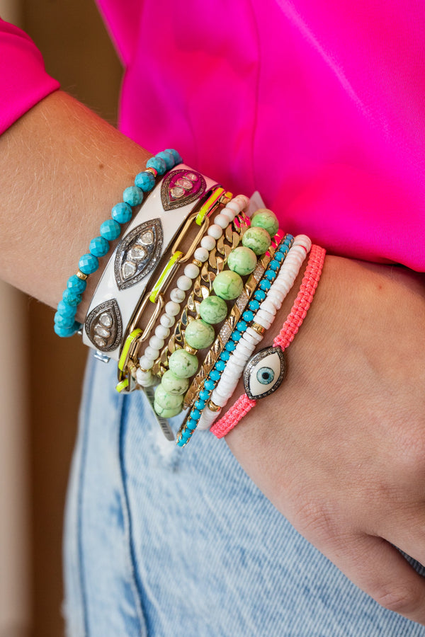 Faceted Blue Turquoise Magnesite Stretchy Bracelet