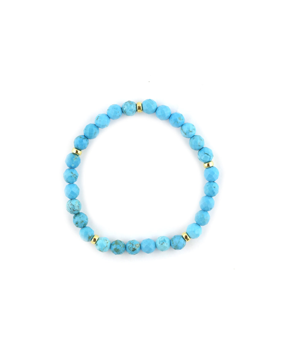 Faceted Blue Turquoise Magnesite Stretchy Bracelet