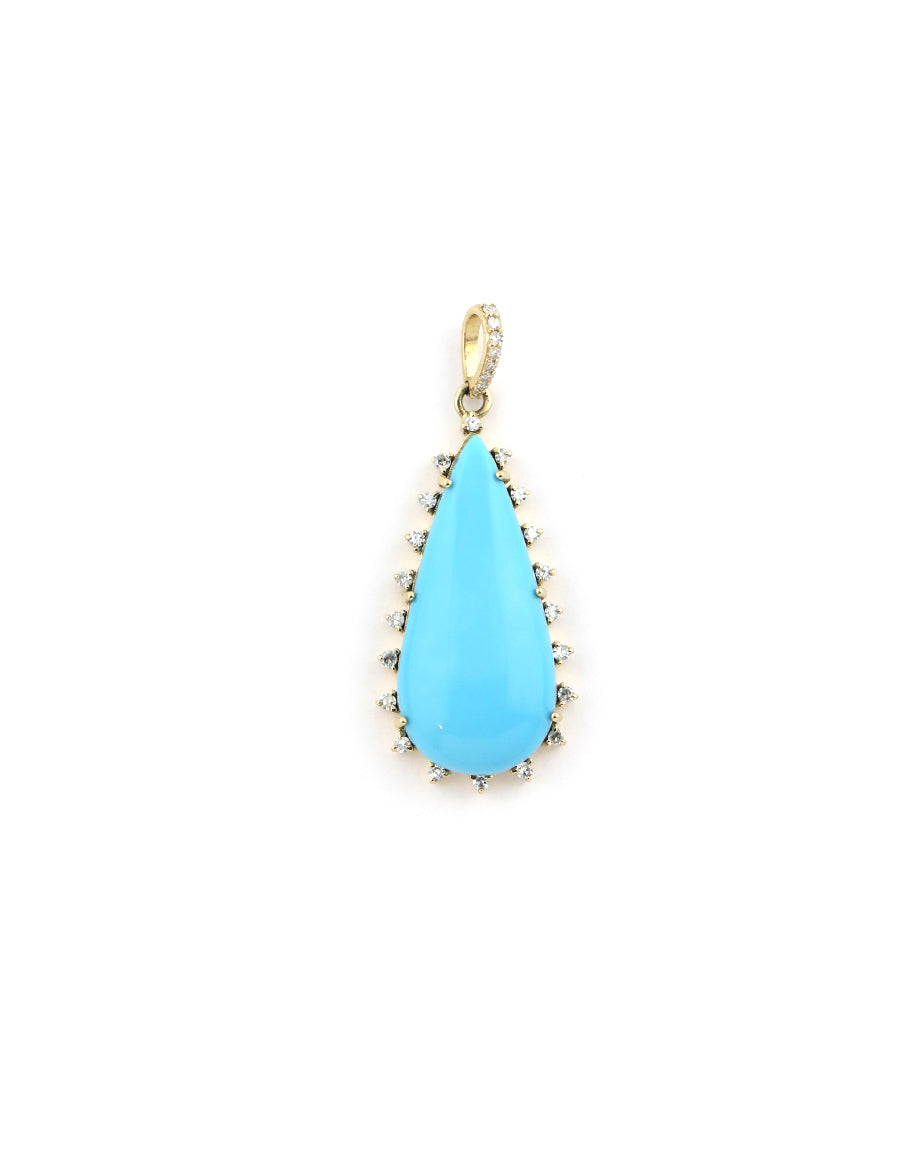 14K Gold Dotted Diamond Teardrop Sleeping Beauty Charm