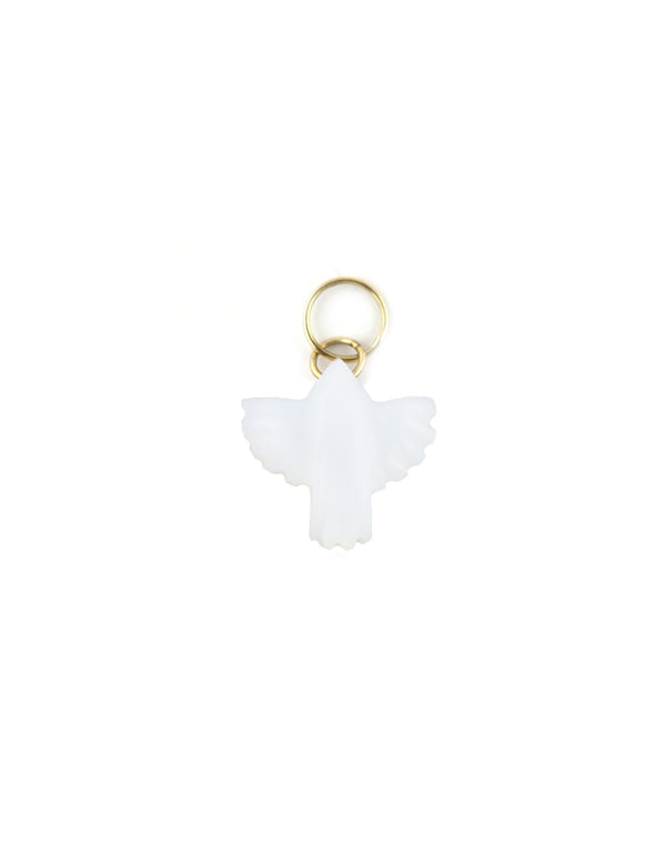 Small 14K Gold Carved White Opal Thunderbird Charm