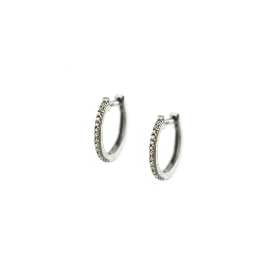 12mm Silver Diamond Oval Huggies