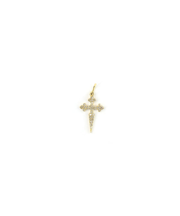 14K Gold Diamond Sword Charm