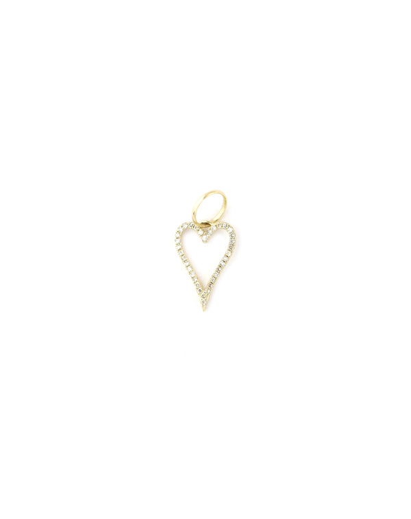 14K Gold Diamond Open Heart Charm