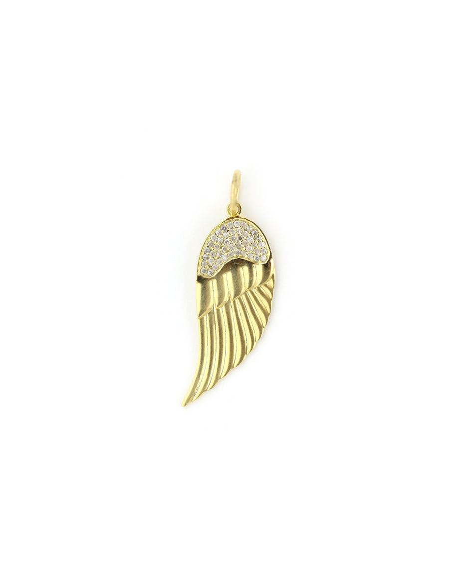 14K Gold Diamond Angel Wing Charm