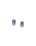 14K Gold Blue Baguette Crystal Studs