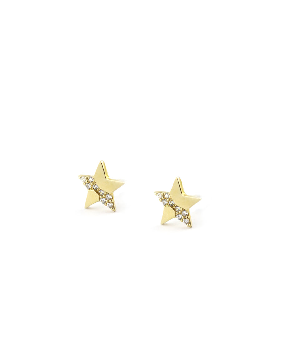 14K Gold Crystal Star Studs