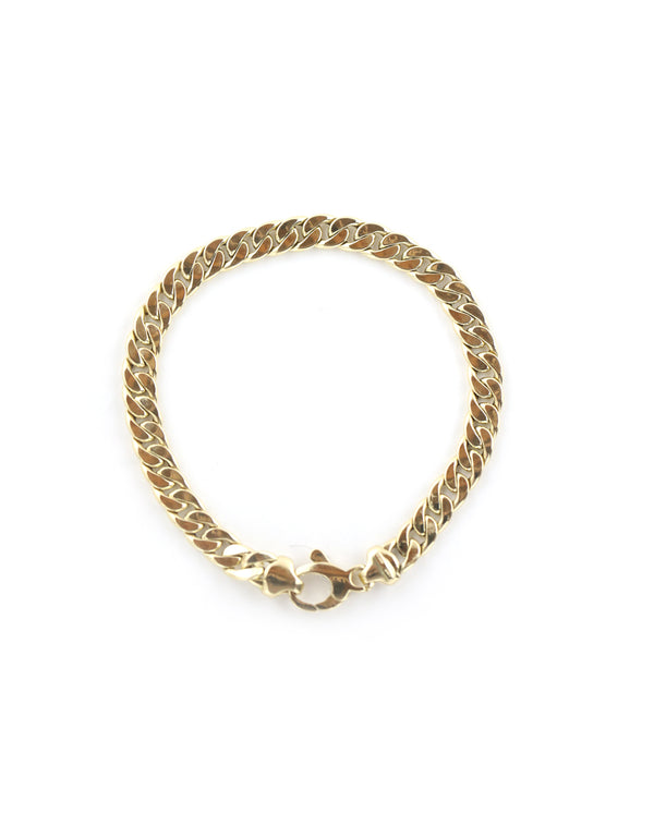 14K Gold 5.5mm Flat Open Cuban Bracelet