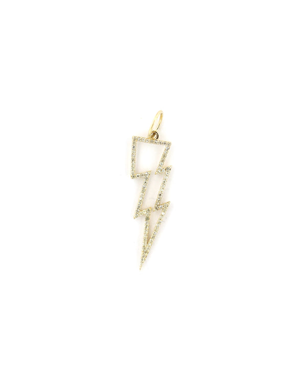 14K Gold Cut Out Diamond Lightning Bolt Charm