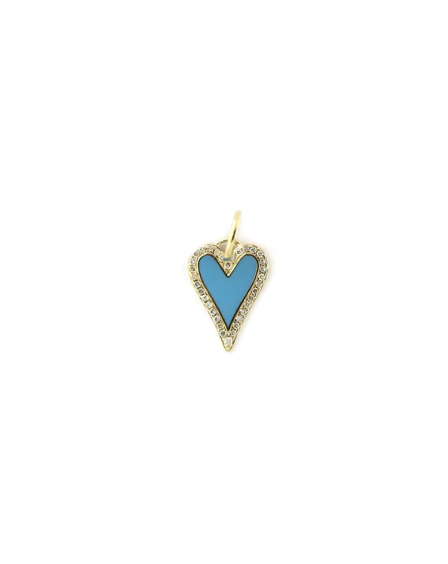 14K Gold Light Blue Enamel Heart Charms