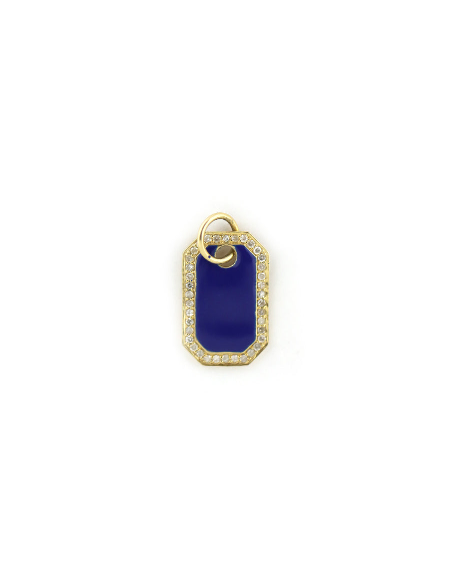 14K Gold Navy Enamel Dog Tag Charm