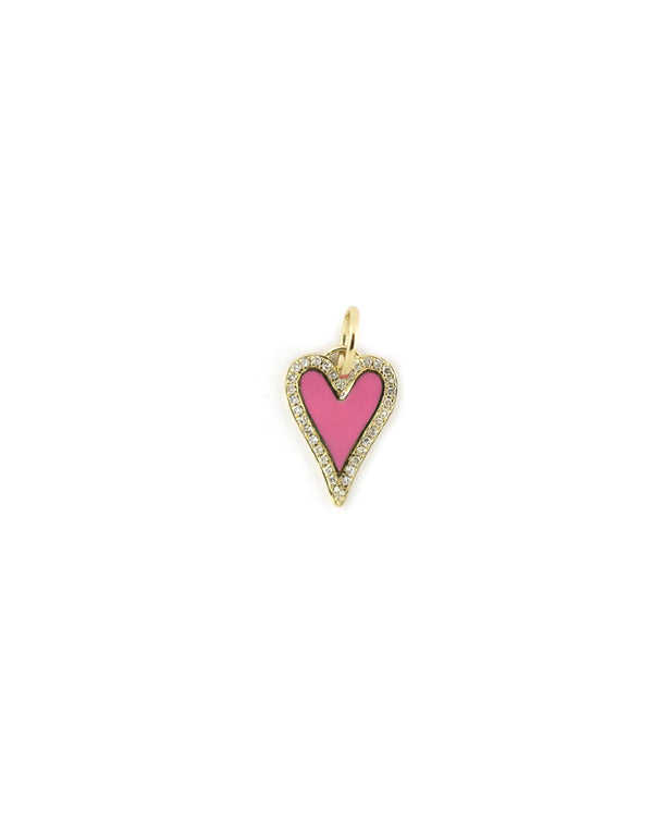 14K Gold Barbie Pink Enamel Heart Charms
