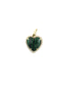 14K Gold Medium Puffy Malachite Heart Charm