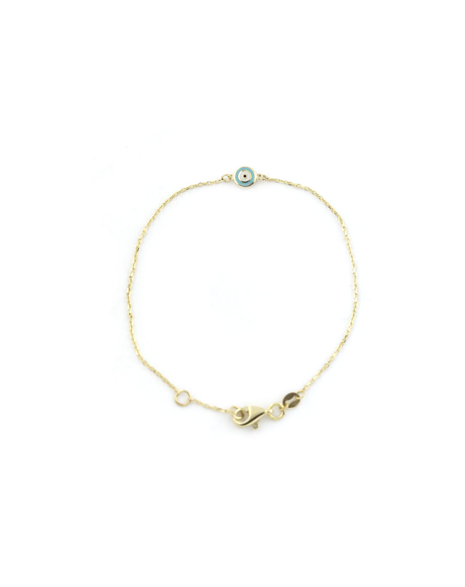 14K Gold Thin Cable Chain Evil Eye Bracelet14K Gold Thin Cable Chain Evil Eye Bracelet
