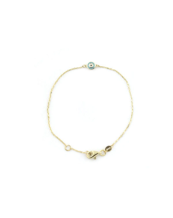 14K Gold Thin Cable Chain Evil Eye Bracelet14K Gold Thin Cable Chain Evil Eye Bracelet