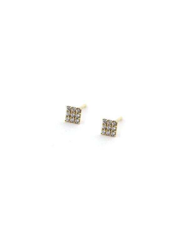 14K Gold Mini Crystal Square Studs