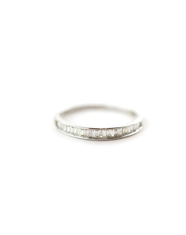 14K White Gold Vertical .32ct Baguette Channel Set 1/2 Ring