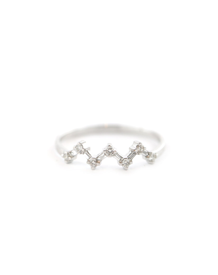 14K White Gold Zig Zag Baguette Ring