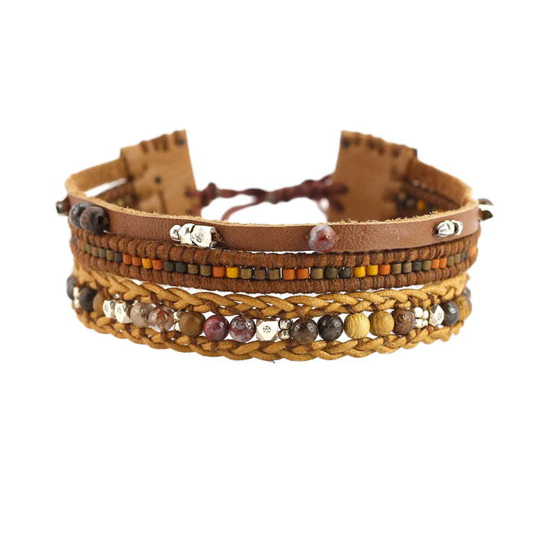 Chan Luu | Three Tier Brown Leather Bracelet