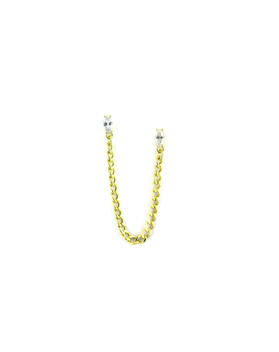 Crystal Chain Double Piercing Stud
