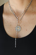 Silver Bezel Crystal Lariat Necklace