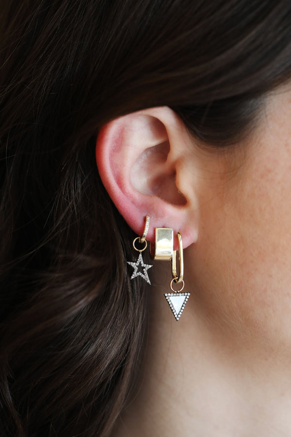 Diamond White Enamel Triangle Ear Charm
