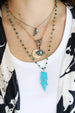 The Lucky Feather Charm Necklace: Turquoise Enamel